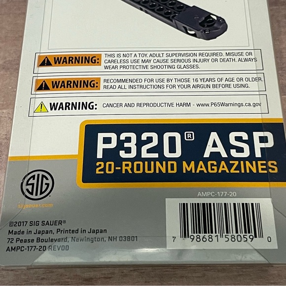 Sig Sauer P320 ASP Air Pistol .177 Cal Pellet x2 20-Round Magazine - AMPC-177-20 - Picture 6 of 6